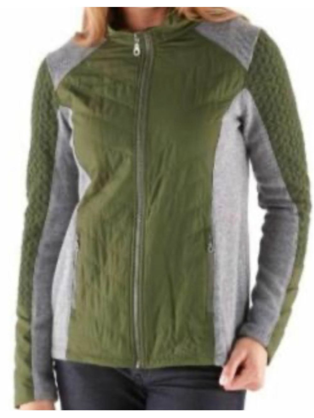 Women's prAna Zinnia Quilted Jacket Size M Green Grey Full Zip